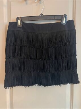 Nanette Lenore Black Fringe Mini Skirt